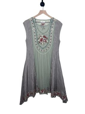Biya Embroidered Silk & Tulle Tunic Dress